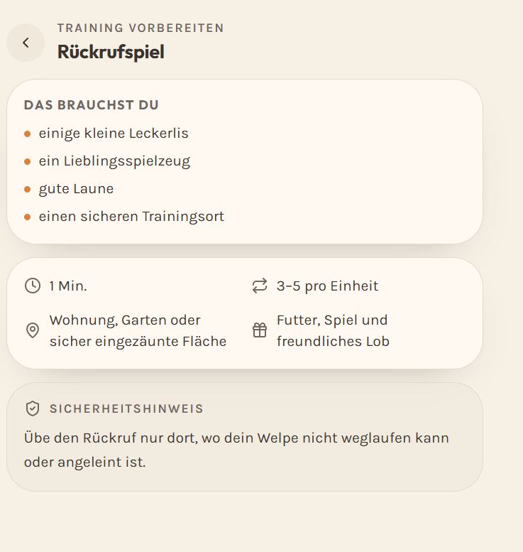 Vorbereitungsschritt mit Materialliste und Sicherheitshinweis
